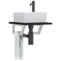 Estante de lavabo de pared de acero y madera maciza de roble de , Tocadores de baño - Ref: Foro24-3302574, Precio: 58,55 €, D...