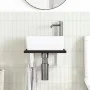 Estante de lavabo de pared de acero y madera maciza de roble de , Tocadores de baño - Ref: Foro24-3302574, Precio: 58,55 €, D...