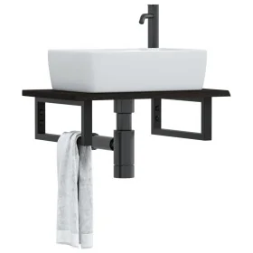Estante de lavabo de pared de acero y madera maciza de roble von , Badezimmerwaschtische - Ref: Foro24-3302581, Preis: 67,88 ...