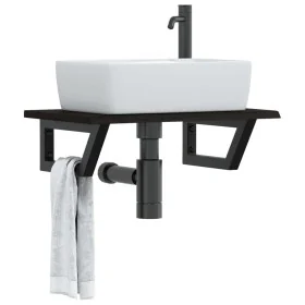 Estante de lavabo de pared de acero y madera maciza de roble von , Badezimmerwaschtische - Ref: Foro24-3302583, Preis: 70,25 ...