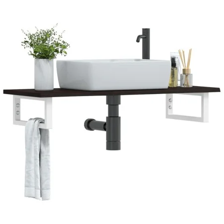 Estante de lavabo de pared de acero y madera maciza de roble von , Badezimmerwaschtische - Ref: Foro24-3302588, Preis: 70,42 ...