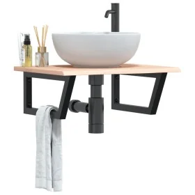 Estante de lavabo de pared de acero y madera maciza de roble von , Badezimmerwaschtische - Ref: Foro24-3302595, Preis: 77,75 ...