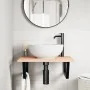 Estante de lavabo de pared de acero y madera maciza de roble de , Tocadores de baño - Ref: Foro24-3302595, Precio: 77,73 €, D...