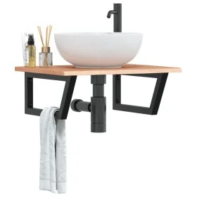 Estante de lavabo de pared de acero y madera maciza de roble von , Badezimmerwaschtische - Ref: Foro24-3302607, Preis: 88,66 ...
