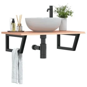 Estante de lavabo de pared de acero y madera maciza de roble by , bathroom vanities - Ref: Foro24-3302611, Price: 97,08 €, Di...