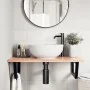 Estante de lavabo de pared de acero y madera maciza de roble de , Tocadores de baño - Ref: Foro24-3302611, Precio: 97,43 €, D...