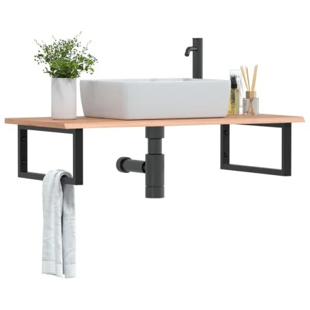 Estante de lavabo de pared de acero y madera maciza de roble von , Badezimmerwaschtische - Ref: Foro24-3302613, Preis: 112,88...