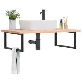 Estante de lavabo de pared de acero y madera maciza de haya von , Badezimmerwaschtische - Ref: Foro24-3302517, Preis: 124,87 ...