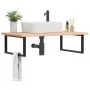 Estante de lavabo de pared de acero y madera maciza de haya de , Tocadores de baño - Ref: Foro24-3302517, Precio: 124,87 €, D...