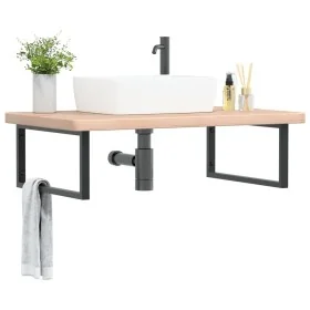 Estante de lavabo de pared de acero y madera maciza de roble by , bathroom vanities - Ref: Foro24-3302473, Price: 161,45 €, D...