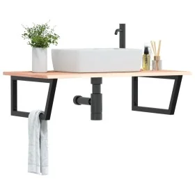 Estante de lavabo de pared de acero y madera maciza de roble von , Badezimmerwaschtische - Ref: Foro24-3302639, Preis: 113,15...