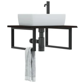 Estante de lavabo de pared de acero y madera maciza de roble von , Badezimmerwaschtische - Ref: Foro24-3302653, Preis: 76,42 ...