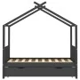 Children's bed frame and gray pine wood drawer 80x160cm by vidaXL, Cribs and beds for children - Ref: Foro24-322152, Price: 2...