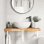 Estante de lavabo de pared acero y madera maciza de acacia von , Badezimmerwaschtische - Ref: Foro24-3302740, Preis: 95,25 €,...