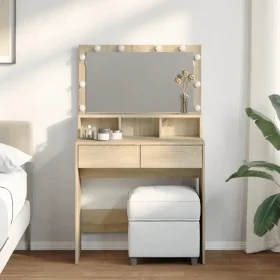 Tocador con luces LED color roble Sonoma 80x41x134,5 cm von , Schlafzimmerkommoden - Ref: Foro24-848187, Preis: 138,86 €, Rab...
