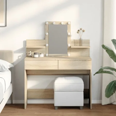 Tocador con LED color roble Sonoma 100x40x130 cm by , Bedroom Dressers - Ref: Foro24-848201, Price: 150,75 €, Discount: %