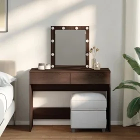 Tocador con LED marrón roble 100x40x130 cm de , Tocadores para dormitorios - Ref: Foro24-848198, Precio: 139,48 €, Descuento: %