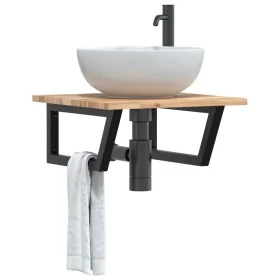 Estante de lavabo de pared acero y madera maciza de acacia de , Tocadores de baño - Ref: Foro24-3302763, Precio: 69,38 €, Des...