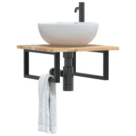 Estante de lavabo de pared acero y madera maciza de acacia von , Badezimmerwaschtische - Ref: Foro24-3302761, Preis: 70,56 €,...