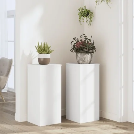 Soportes de plantas 2 uds madera ingeniería blanco 30x30x70 cm de , Soportes para macetas - Ref: Foro24-852924, Precio: 76,94...