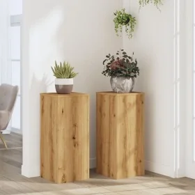 Soportes de plantas 2 uds madera roble artisian 30x30x70 cm by , Pot stands - Ref: Foro24-852932, Price: 79,93 €, Discount: %