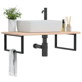 Estante de lavabo de pared de acero y madera maciza de roble von , Badezimmerwaschtische - Ref: Foro24-3302465, Preis: 127,34...