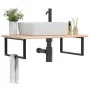 Estante de lavabo de pared de acero y madera maciza de roble de , Tocadores de baño - Ref: Foro24-3302465, Precio: 127,34 €, ...