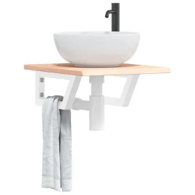 Estante de lavabo de pared de acero y madera maciza de roble von , Badezimmerwaschtische - Ref: Foro24-3302534, Preis: 58,69 ...