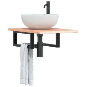 Estante de lavabo de pared de acero y madera maciza de roble by , bathroom vanities - Ref: Foro24-3302557, Price: 70,01 €, Di...