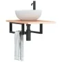 Estante de lavabo de pared de acero y madera maciza de roble de , Tocadores de baño - Ref: Foro24-3302557, Precio: 70,01 €, D...