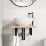 Estante de lavabo de pared de acero y madera maciza de roble de , Tocadores de baño - Ref: Foro24-3302557, Precio: 70,01 €, D...