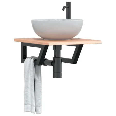 Estante de lavabo de pared de acero y madera maciza de roble von , Badezimmerwaschtische - Ref: Foro24-3302555, Preis: 78,17 ...