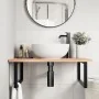 Estante de lavabo de pared de acero y madera maciza de roble de , Tocadores de baño - Ref: Foro24-3302645, Precio: 87,92 €, D...