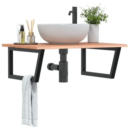 Estante de lavabo de pared de acero y madera maciza de roble de , Tocadores de baño - Ref: Foro24-3302647, Precio: 87,43 €, D...
