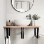 Estante de lavabo de pared de acero y madera maciza de roble de , Tocadores de baño - Ref: Foro24-3302647, Precio: 87,43 €, D...