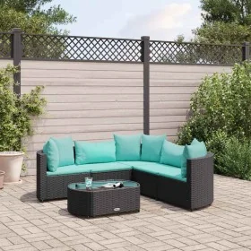 Set de sofás de jardín 6 piezas y cojines ratán sintético negro by , Garden sets - Ref: Foro24-3308396, Price: 441,70 €, Disc...