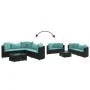 Set de sofás de jardín 6 piezas y cojines ratán sintético negro by , Garden sets - Ref: Foro24-3308396, Price: 441,70 €, Disc...