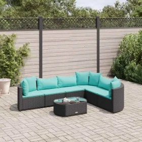 Set de sofás de jardín 7 pzas con cojines ratán sintético negro by , Garden sets - Ref: Foro24-3308380, Price: 500,00 €, Disc...