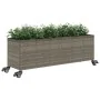 Jardinera con ruedas y 3 maceteros ratán PE gris 107x32x38 cm by , Pots and planters - Ref: Foro24-366421, Price: 70,91 €, Di...