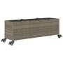 Jardinera con ruedas y 3 maceteros ratán PE gris 107x32x38 cm by , Pots and planters - Ref: Foro24-366421, Price: 70,91 €, Di...