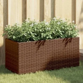 Jardinera con 2 maceteros ratán sintético marrón 72x30x32 cm by , Pots and planters - Ref: Foro24-366423, Price: 46,60 €, Dis...