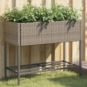 Jardinera con estante ratán sintético gris von , Töpfe und Pflanzgefäße - Ref: Foro24-366386, Preis: 82,67 €, Rabatt: %