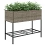 Jardinera con estante ratán sintético gris by , Pots and planters - Ref: Foro24-366386, Price: 82,67 €, Discount: %