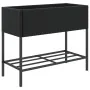 Jardinera con estante ratán sintético negro de , Maceteros y jardineras - Ref: Foro24-366384, Precio: 85,63 €, Descuento: %