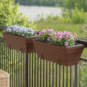 Jardineras con ganchos 2 unidades ratán sintético marrón von , Töpfe und Pflanzgefäße - Ref: Foro24-366402, Preis: 69,24 €, R...