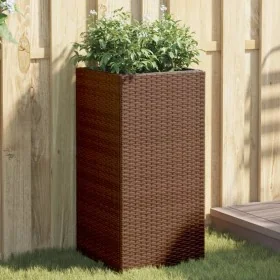 Jardinera de ratán sintético marrón 40x40x80 cm by , Pots and planters - Ref: Foro24-366414, Price: 75,35 €, Discount: %