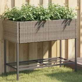 Jardineras con estante 2 uds ratán sintético gris 90x40x75 cm von , Töpfe und Pflanzgefäße - Ref: Foro24-3210509, Preis: 154,...
