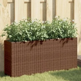 Jardineras con 2 maceteros 2 uds ratán PE marrón 90x20x40 cm by , Pots and planters - Ref: Foro24-3210514, Price: 116,26 €, D...