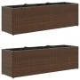 Jardineras con 3 maceteros 2 uds ratán PE marrón 105x30x32 cm von , Töpfe und Pflanzgefäße - Ref: Foro24-3210523, Preis: 117,...
