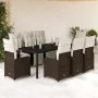 Set de mesa y sillas jardín 9 piezas y cojines ratán PE marrón von , Gartensets - Ref: Foro24-3277192, Preis: 1,00 €, Rabatt: %